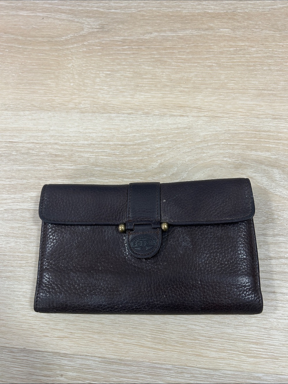 Fossil Dark Brown Pebble Leather Women's Wallet